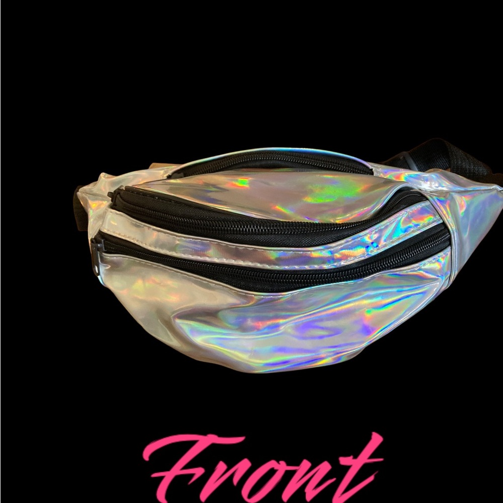 3 pocket metallic fanny pack never has been used.